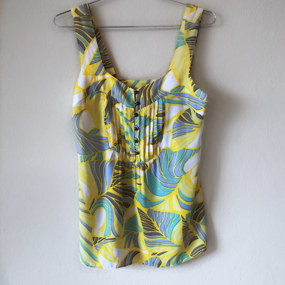 Banana Republic Yellow Leaf Print Tank - Size 0